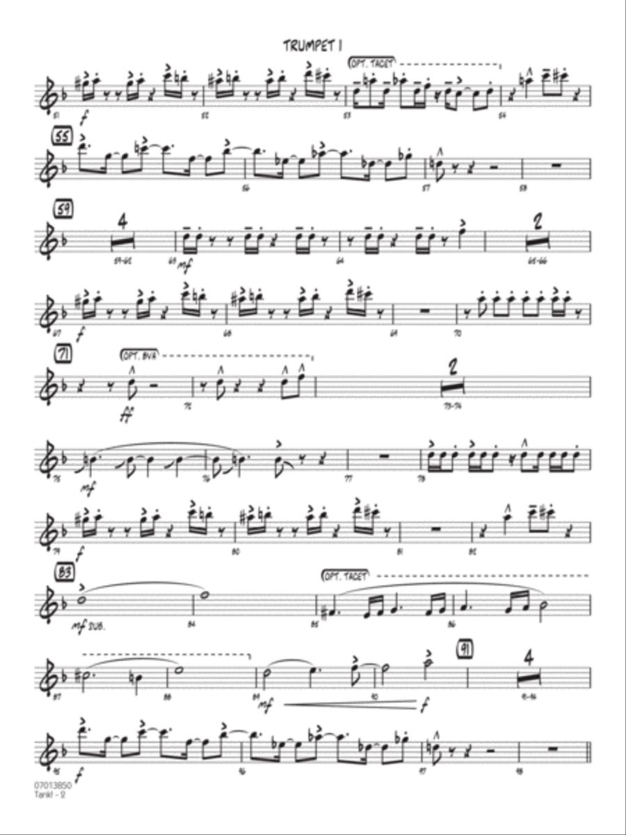 Tank! (from Cowboy Bebop) (arr. John Wasson) - Trumpet 1 Jazz Ensemble scores gallery preview page 2