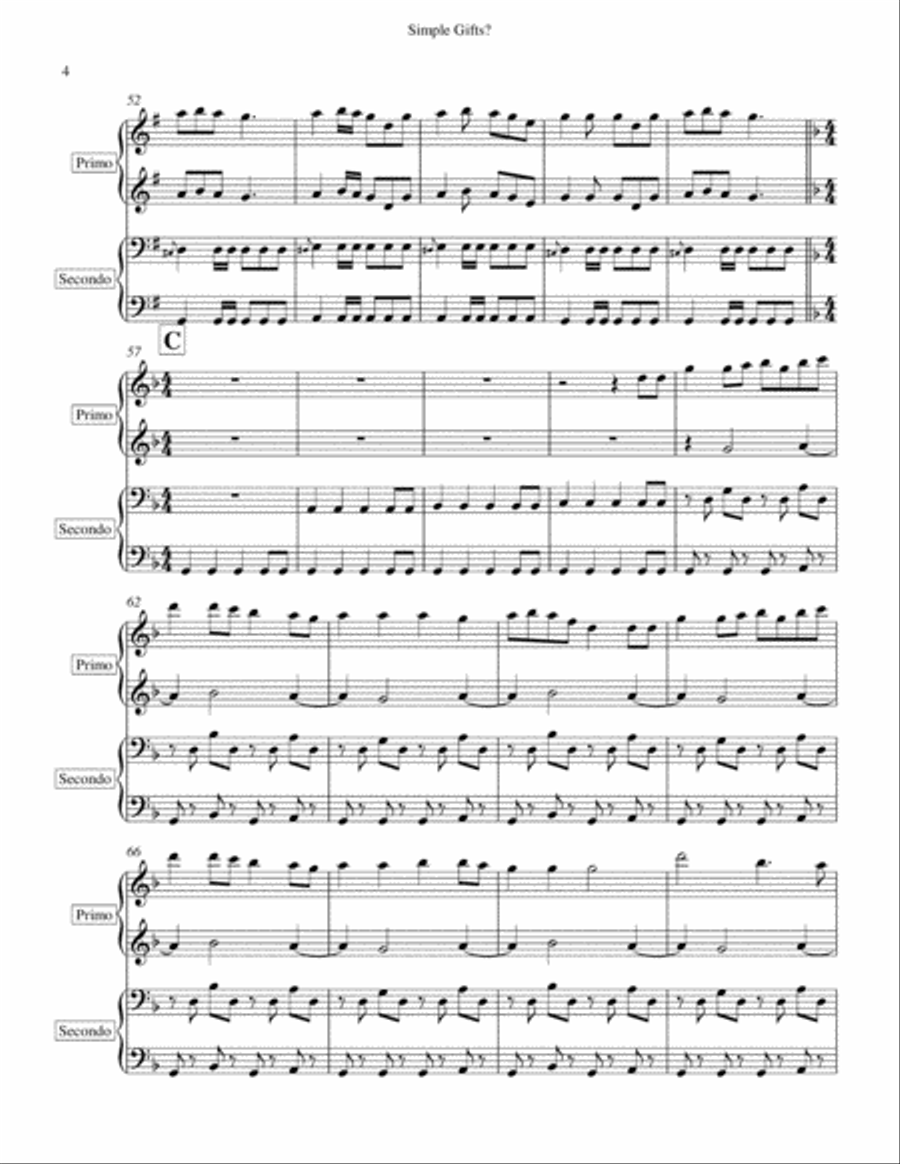 Simple Gifts? Piano scores gallery preview page 4