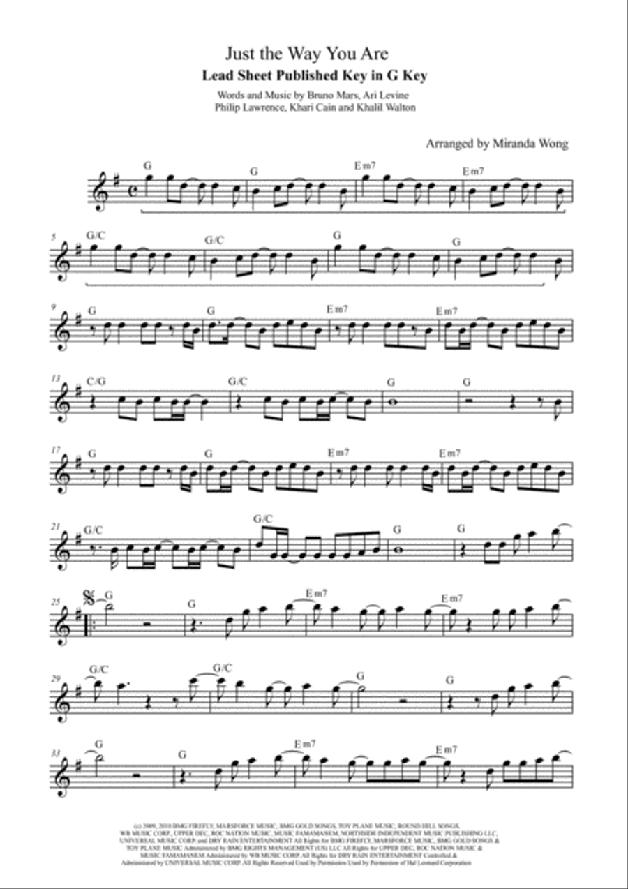 Just The Way You Are Just The Way You Are Piano, Vocal, Guitar scores gallery preview page 2