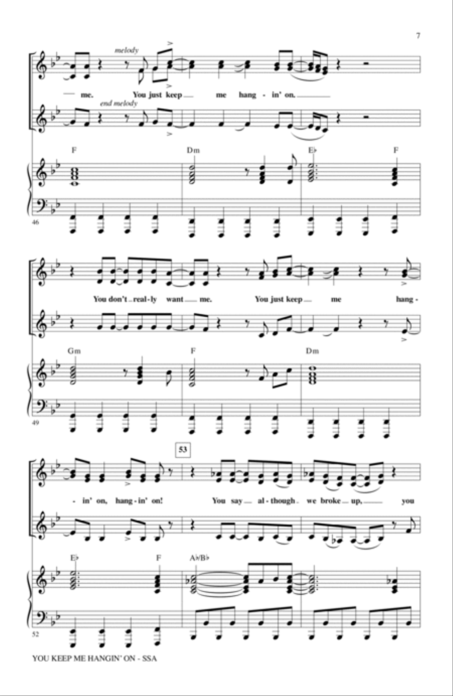 You Keep Me Hangin' On SSA scores gallery preview page 6
