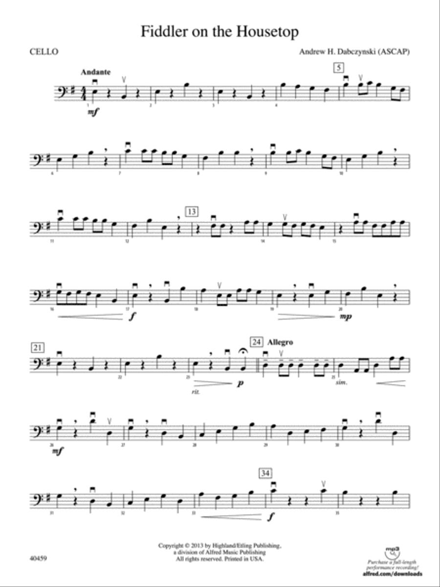 Fiddler on the Housetop: Cello String Orchestra scores gallery preview page 1