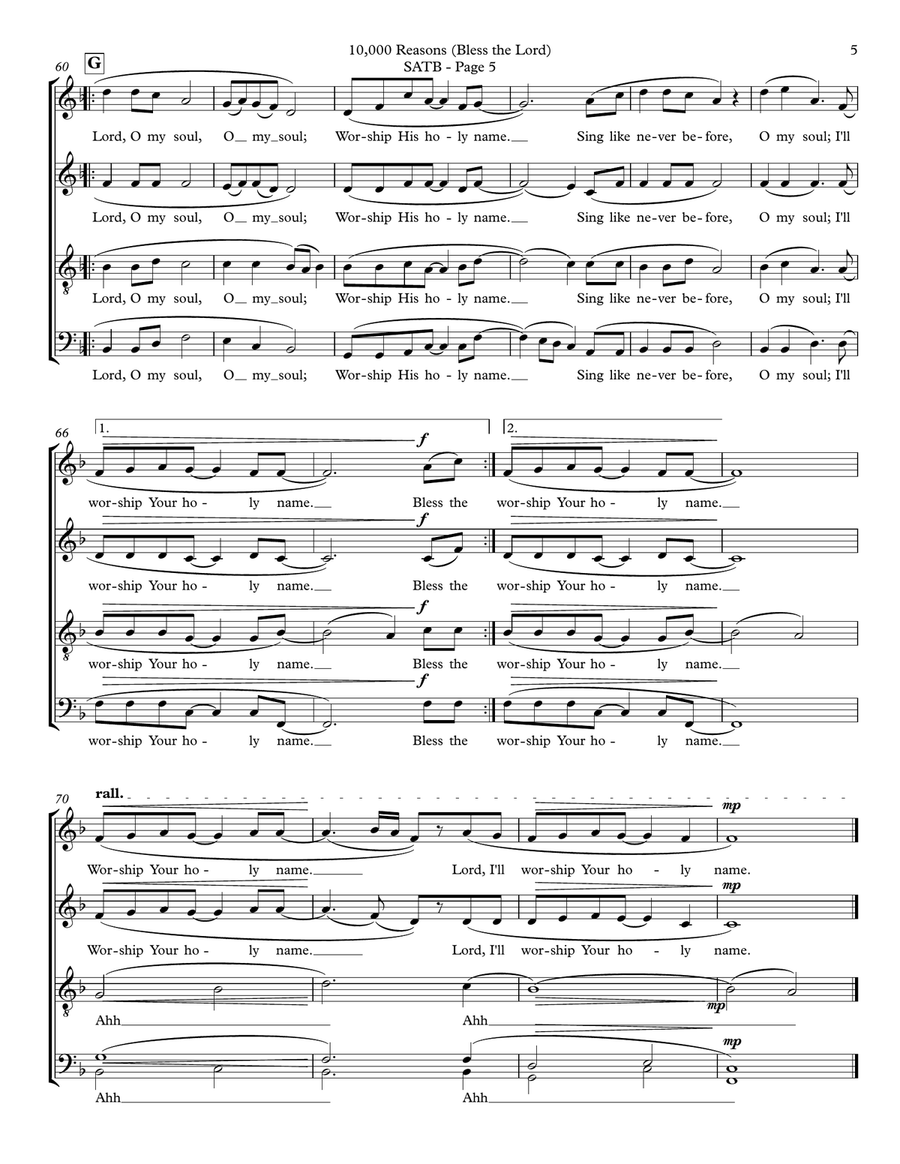 10,000 Reasons (Bless The Lord) 4-Part scores gallery preview page 5