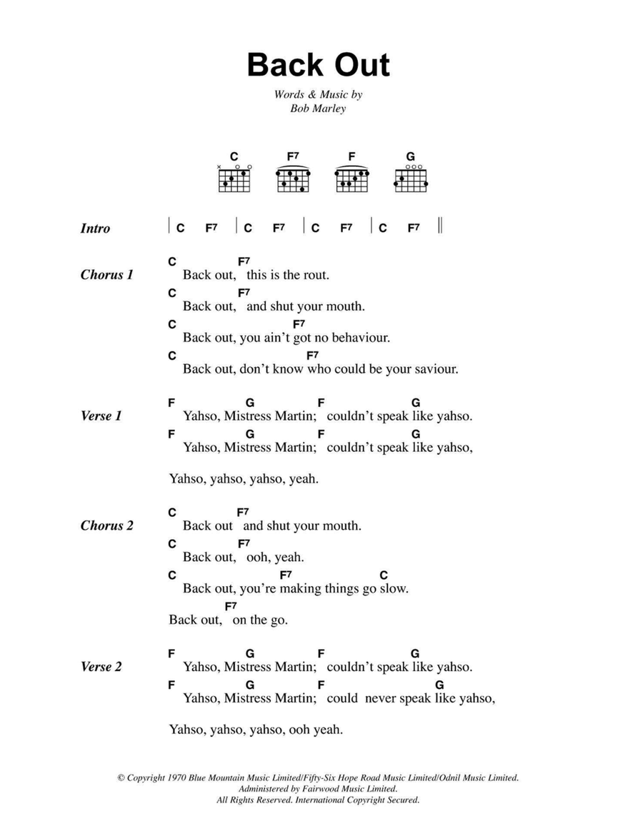 Back Out Easy Guitar scores gallery preview page 1