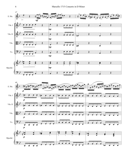Marcello Oboe Concerto in G Minor for English Horn