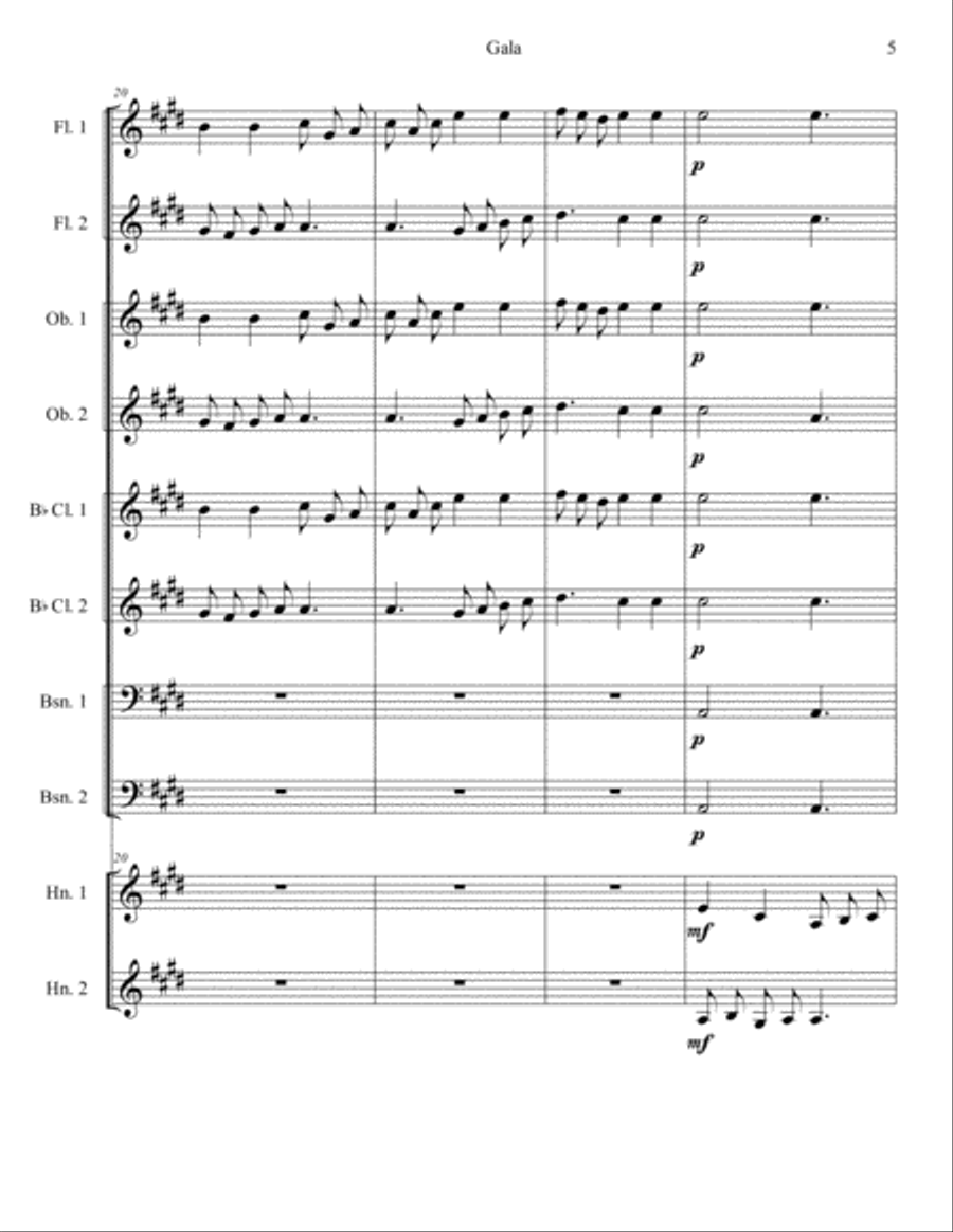 Gala for Woodwind Dectet Woodwind Quintet scores gallery preview page 6