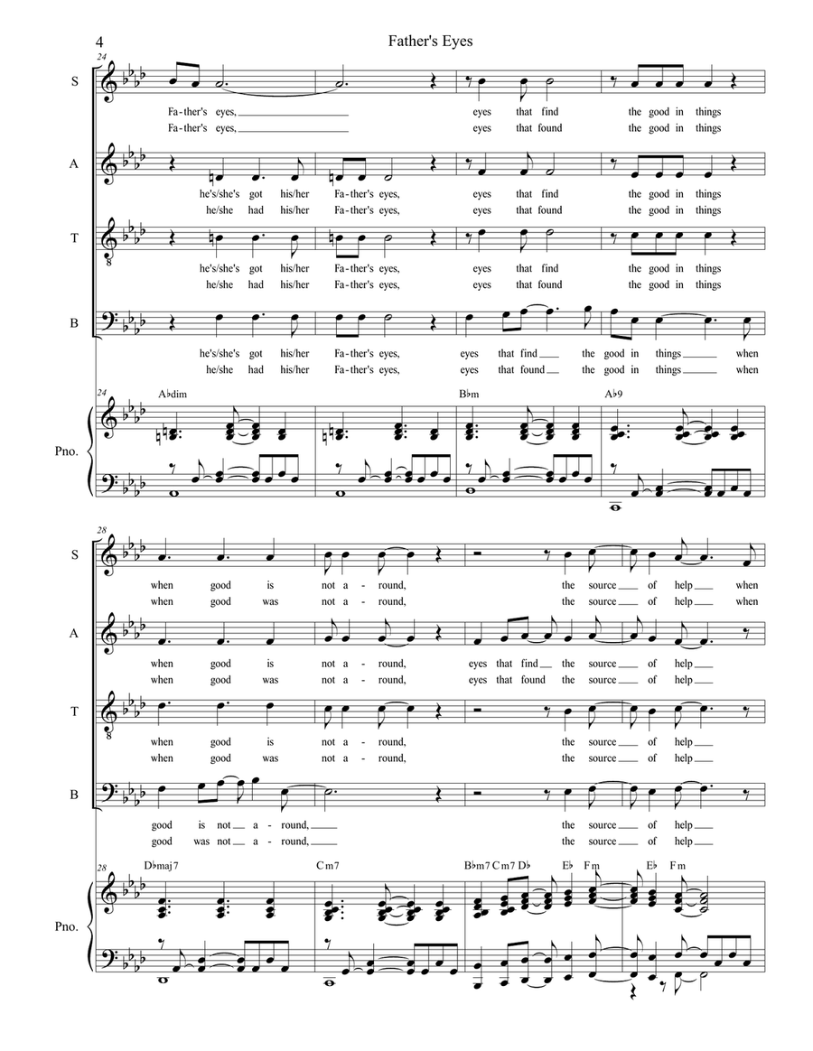 Father's Eyes 4-Part scores gallery preview page 4