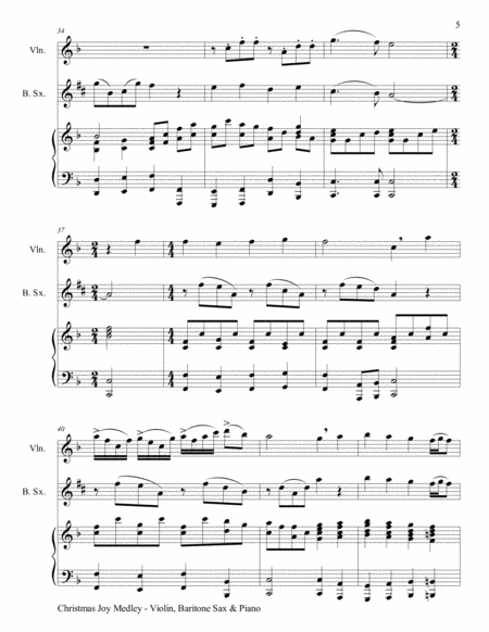 CHRISTMAS JOY MEDLEY (Trio – Violin, Baritone Sax & Piano with Parts) image number null