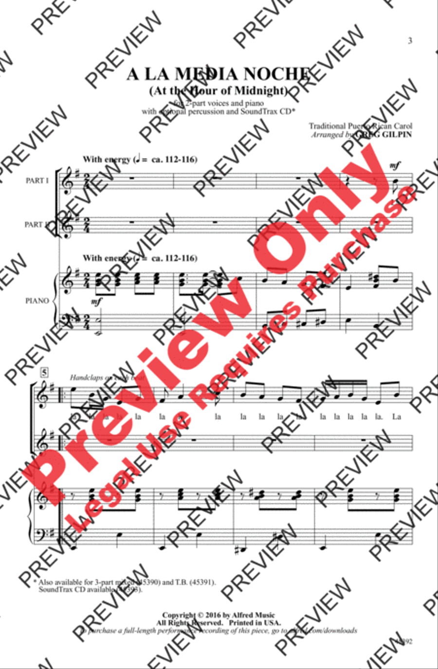 A la Media Noche A la Media Noche 2-Part scores gallery preview page 3