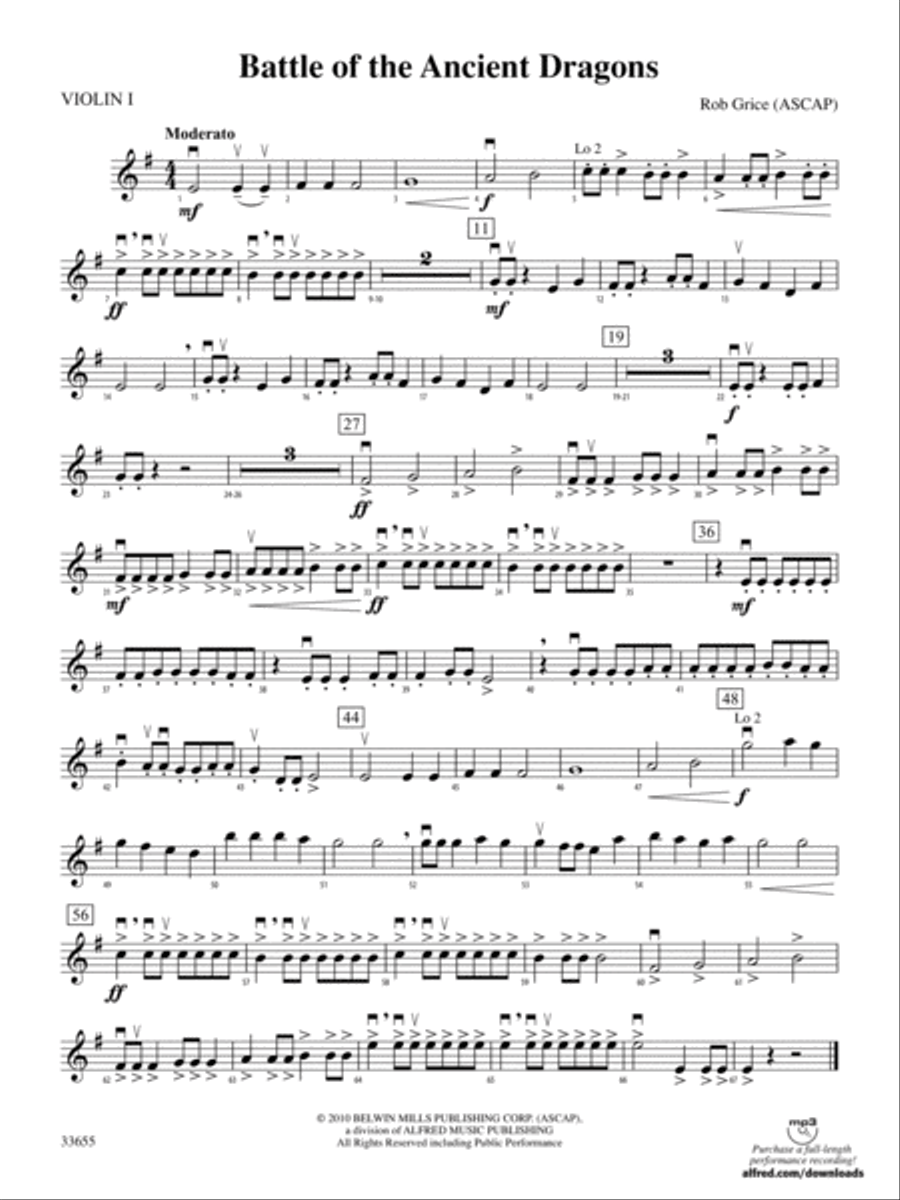Battle of the Ancient Dragons: 1st Violin String Orchestra scores gallery preview page 1