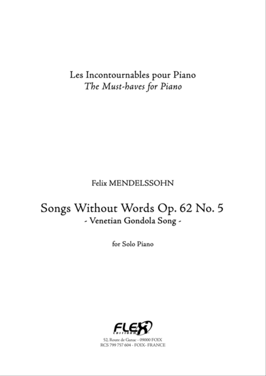 Songs without Words Op. 62 No. 5 - Venetian Gondola Song Piano Solo scores gallery preview page 1
