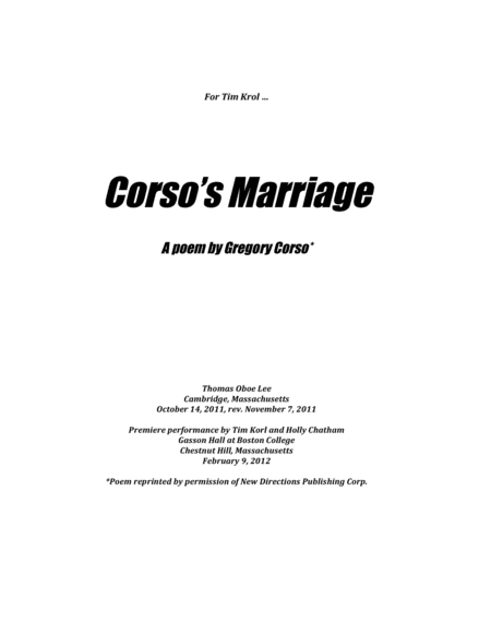 Corso's Marriage (2011) for baritone and piano image number null