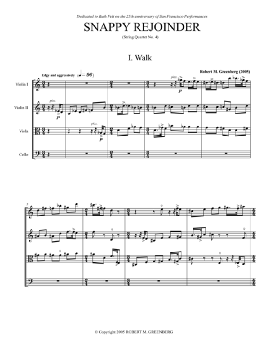String Quartet No. 4: Snappy Rejoinder String Quartet scores gallery preview page 8