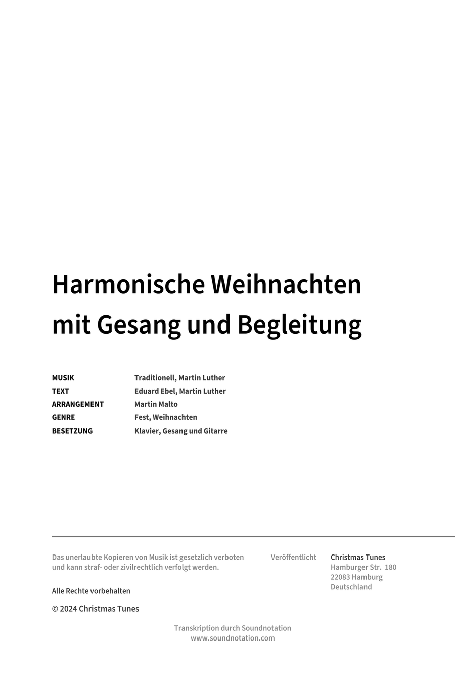 Harmonische Weihnachten mit Gesang und Begleitung Voice scores gallery preview page 2