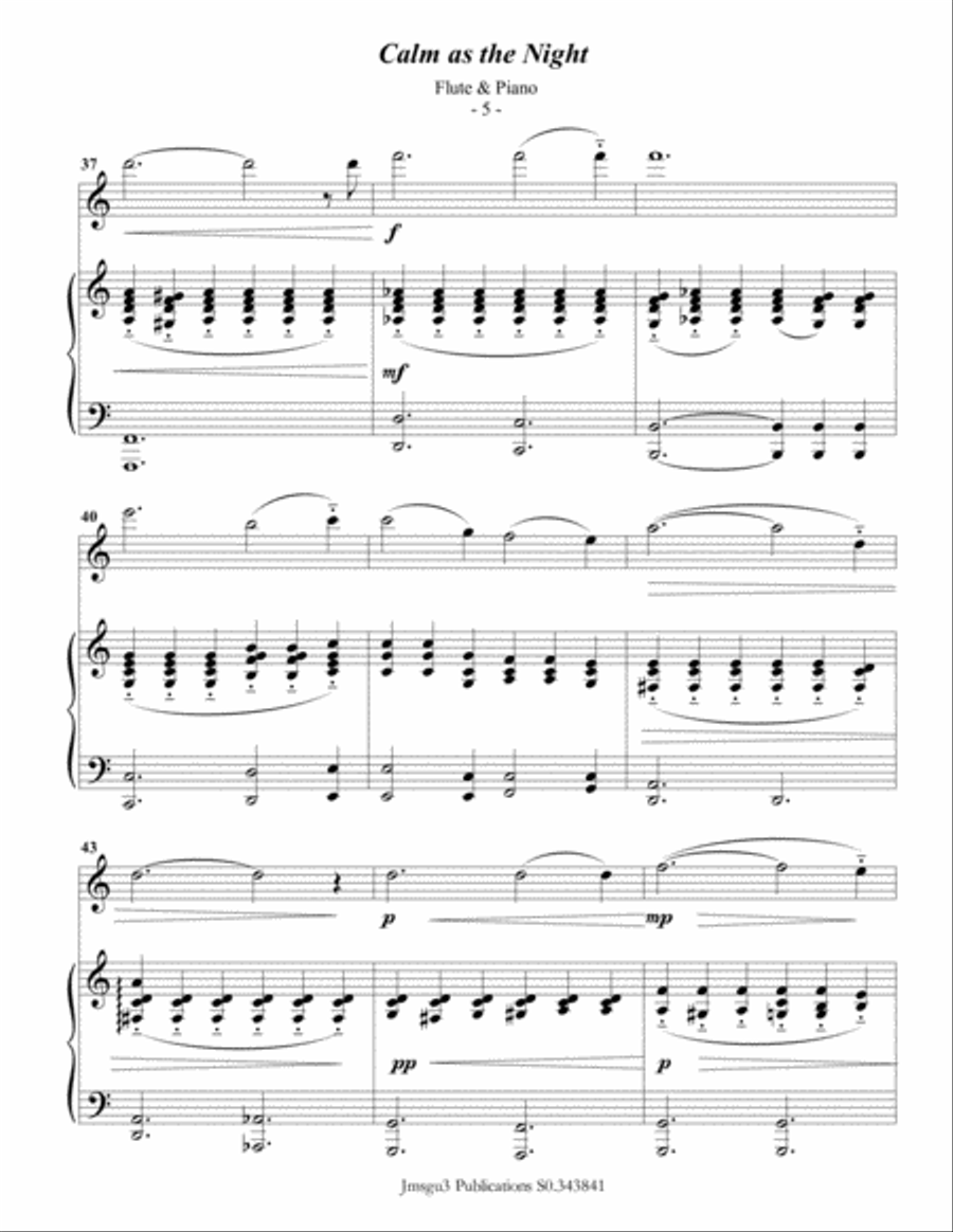 Bohm: Calm as the Night for Flute & Piano Flute Solo scores gallery preview page 5