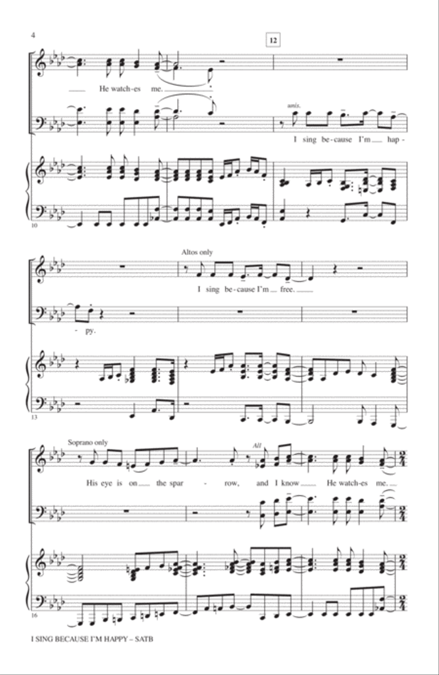 I Sing Because I'm Happy 4-Part scores gallery preview page 2
