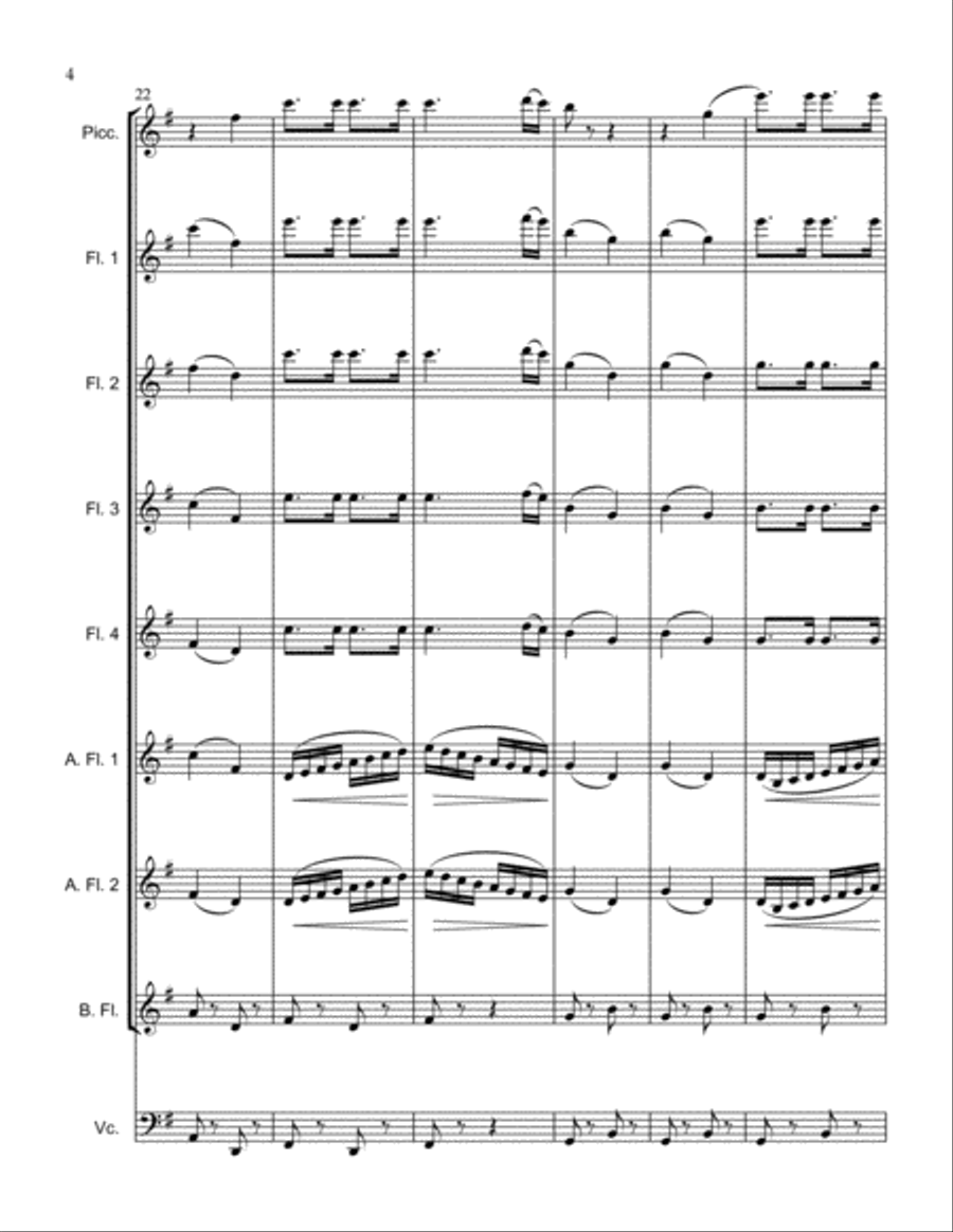Unter Donner und Blitz, Op. 324 Thunder and Lightning Polka Flute Solo scores gallery preview page 4