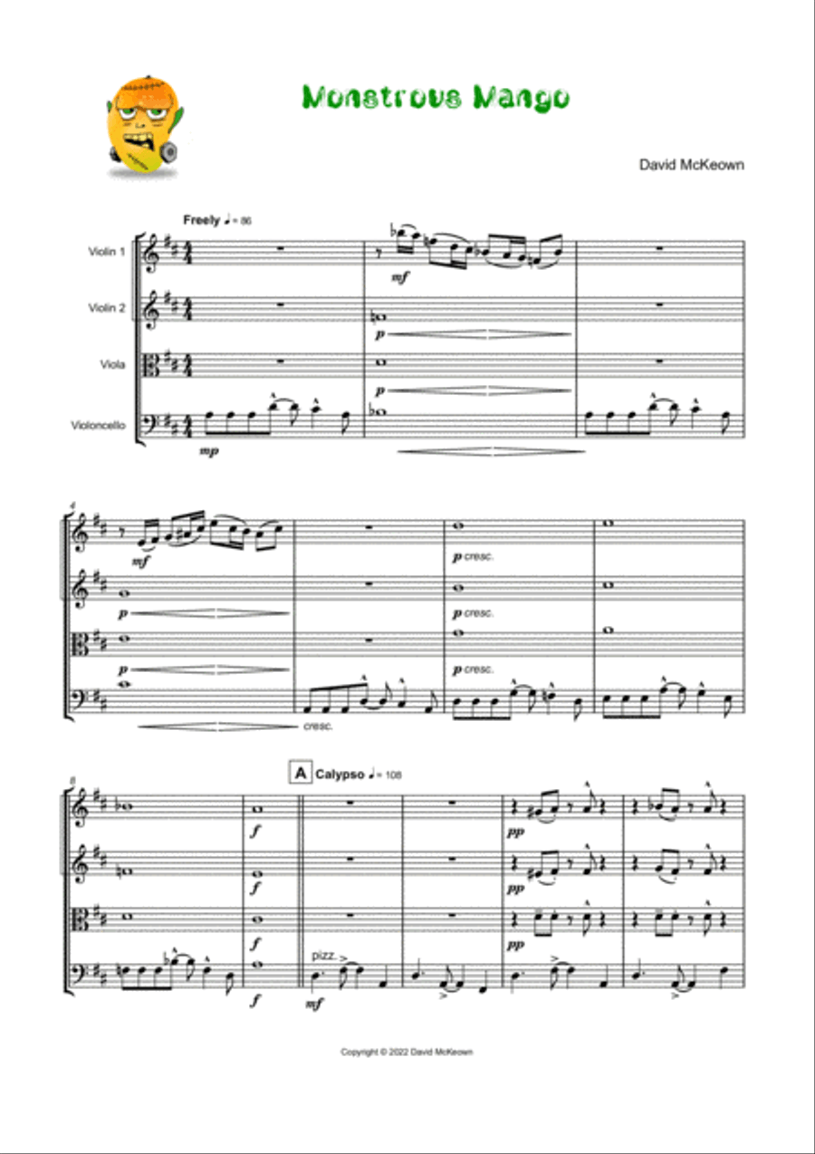 Monstrous Mango for String Quartet String Quartet scores gallery preview page 2