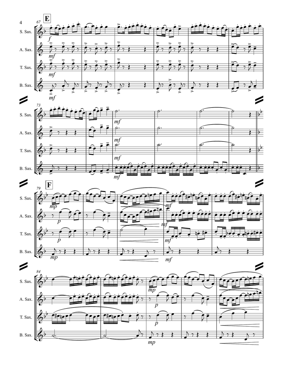Procession of the Nobles from Mlada (for Saxophone Quartet SATB) Saxophone Quartet scores gallery preview page 5