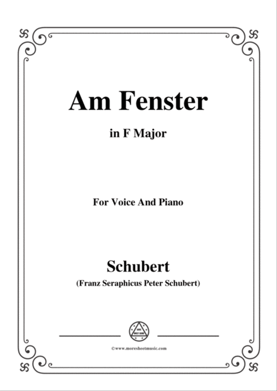 Book cover for Schubert-Am Fenster,Op.105 No.3,in F Major,for Voice&Piano