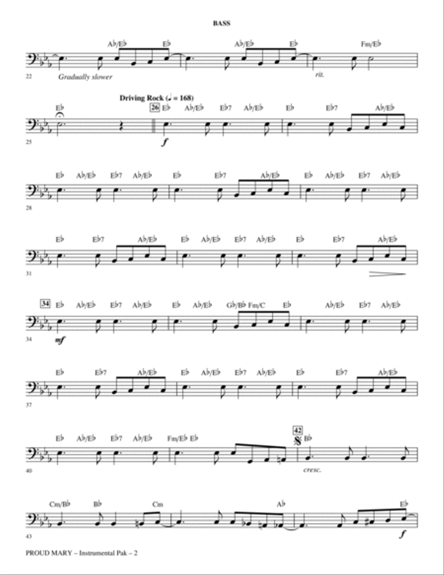 Proud Mary (arr. Kirby Shaw) - Bass Choir scores gallery preview page 2