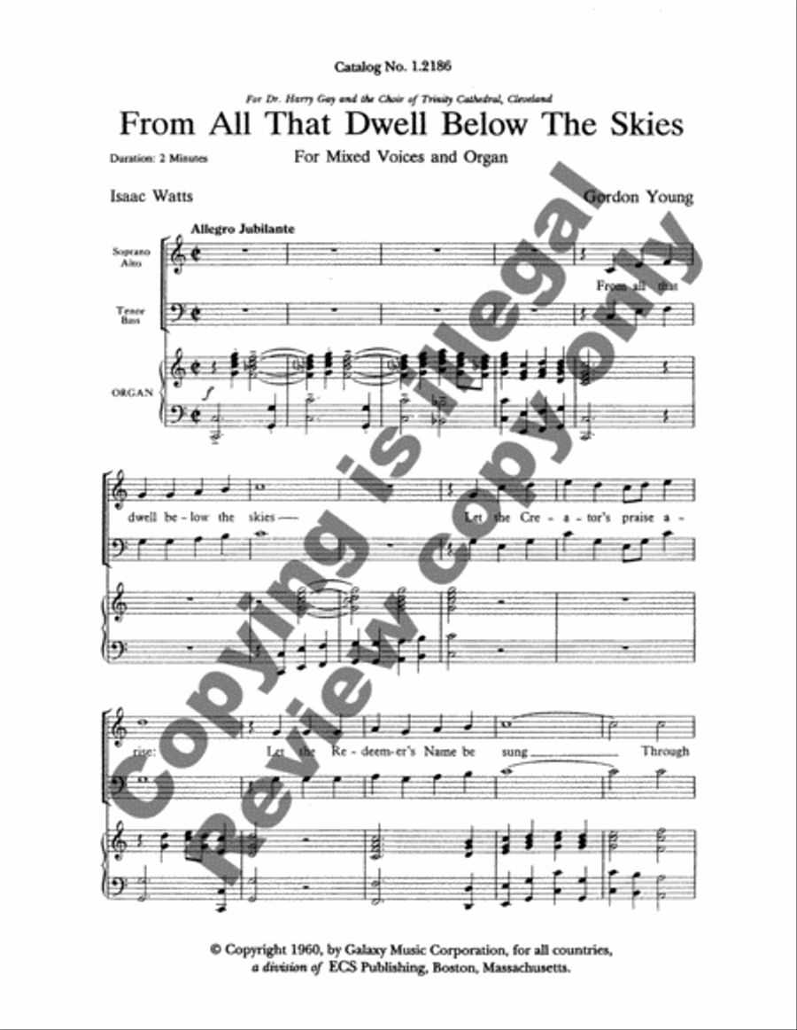 From All That Dwell Below the Skies 4-Part scores gallery preview page 3