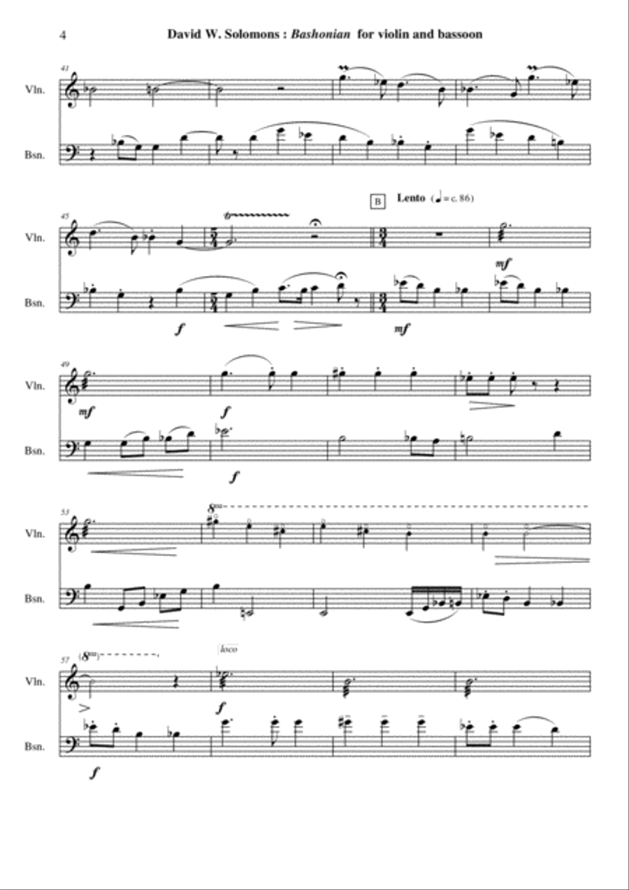 David Warin Solomons: Bashoniana for violin and bassoon Bassoon scores gallery preview page 4