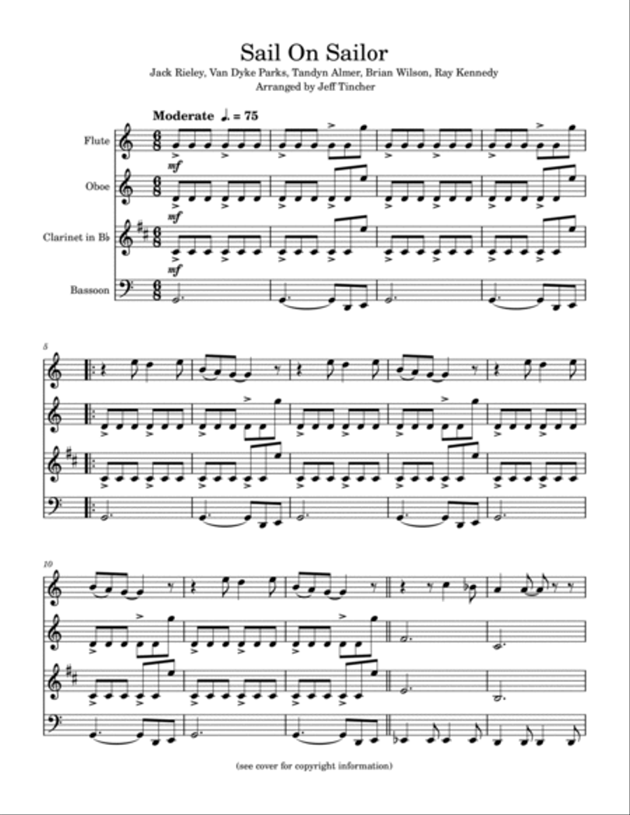 Sail On Sailor Woodwind Quartet scores gallery preview page 2