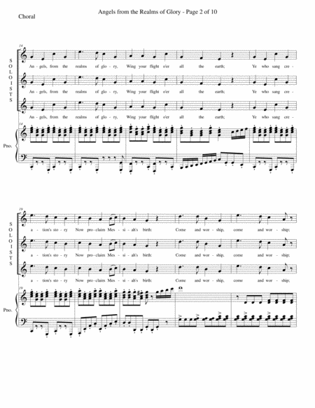 Angels from the Realms of Glory - Soprano trio with SATB and piano image number null