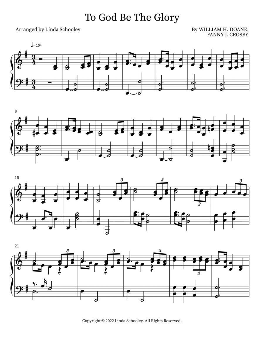 To God Be The Glory Piano Solo scores gallery preview page 1