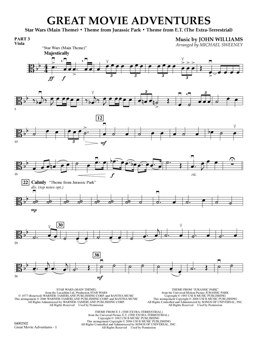Great Movie Adventures - Pt.3 - Viola Concert Band scores gallery preview page 1