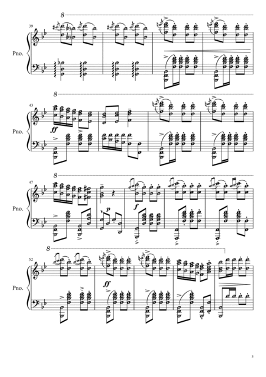 Turkish March (Marcia Alla Turca) by BEETHOVEN | Piano Solo Grade 5 with note names Piano Solo scores gallery preview page 3