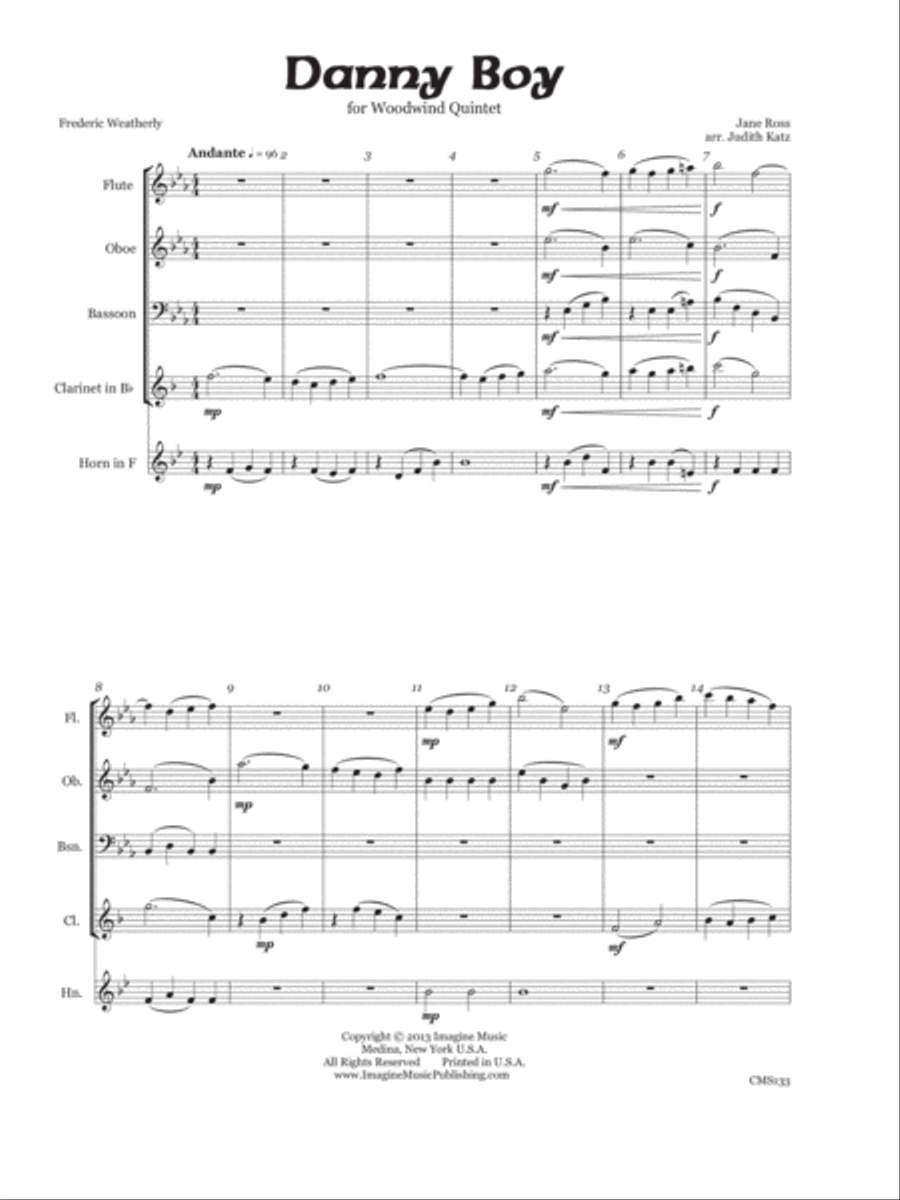 Danny Boy Woodwind Quintet scores gallery preview page 3