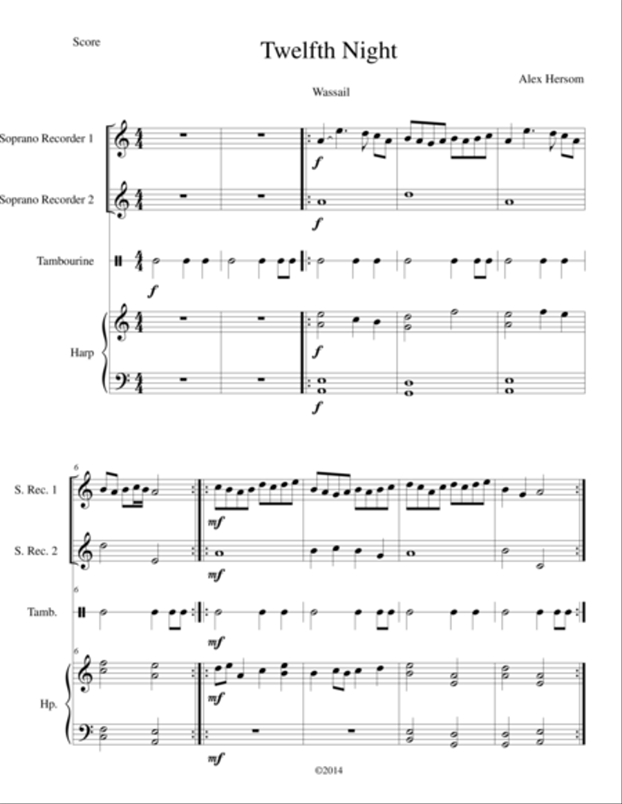 Twelfth Night- a Winter Memory Small Ensemble scores gallery preview page 1