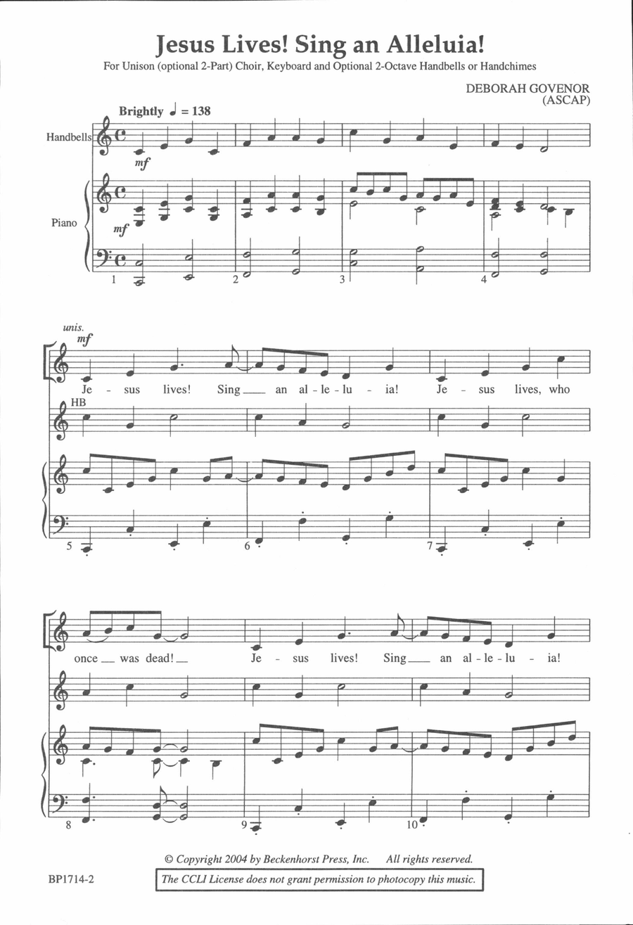 Jesus Lives! Sing an Alleluia! Unison Choir scores gallery preview page 2