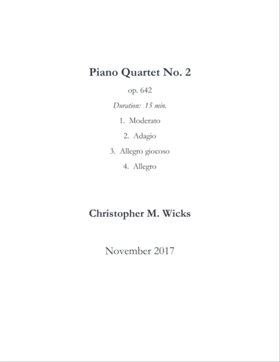 Piano Quartet No. 2 Piano Quartet No. 2 Piano Quartet scores gallery preview page 1