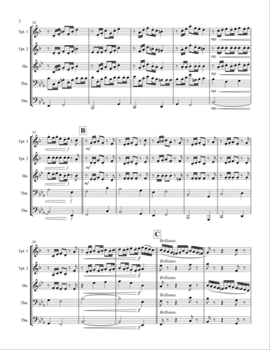 Holst - First Suite for Military Band in Eb (for Brass Quintet) Brass Quintet scores gallery preview page 3