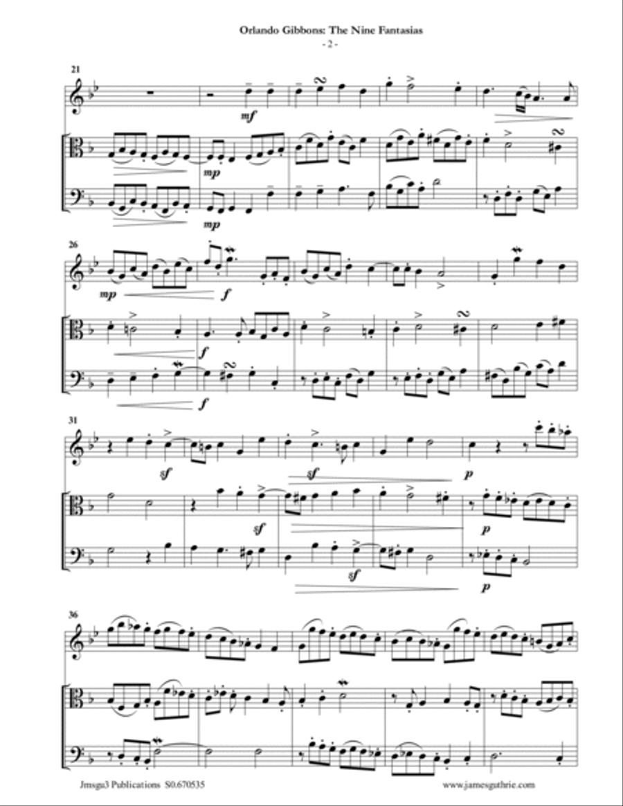 Gibbons: The Nine Fantasias for Alto Flute, Viola & Cello Flute scores gallery preview page 2