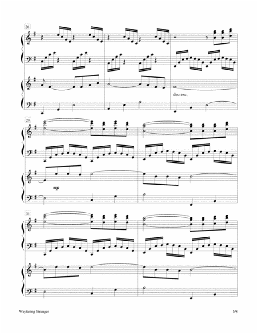 Wayfaring Stranger (2 Pianos, 4 Hands Duet) 2 Pianos, 4-Hands scores gallery preview page 5
