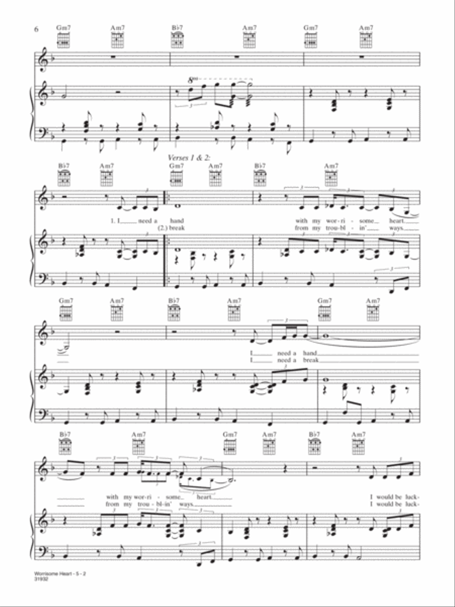 Worrisome Heart Worrisome Heart Piano, Vocal, Guitar scores gallery preview page 2