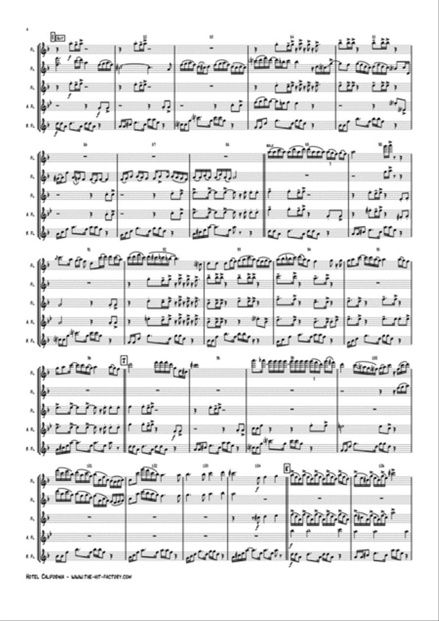 Hotel California Woodwind Ensemble scores gallery preview page 4