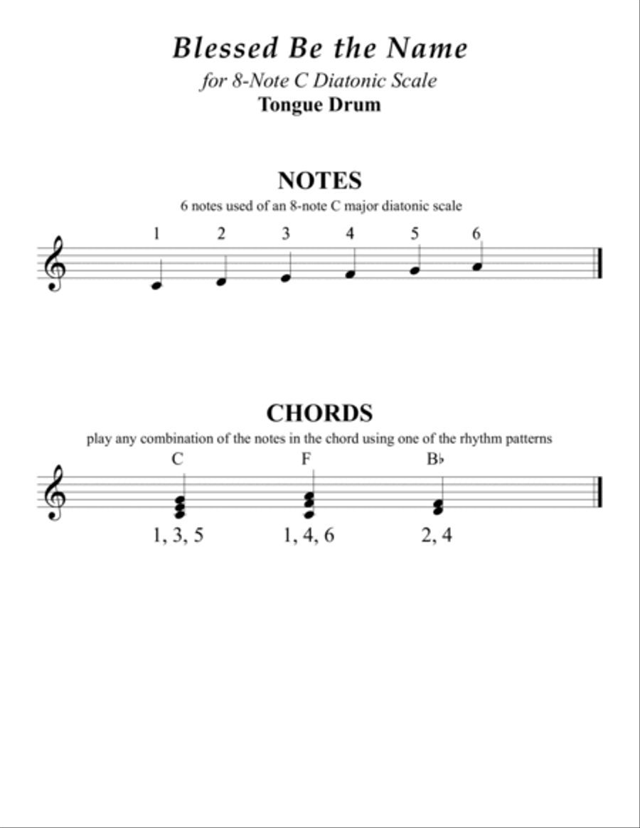 Blessed Be the Name (for 8-note C major diatonic scale Tongue Drum) Percussion scores gallery preview page 4