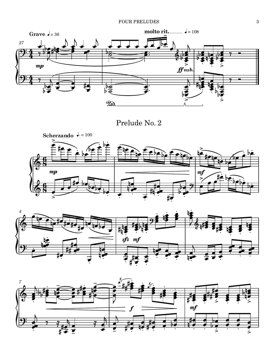 Four Preludes Piano Solo scores gallery preview page 3