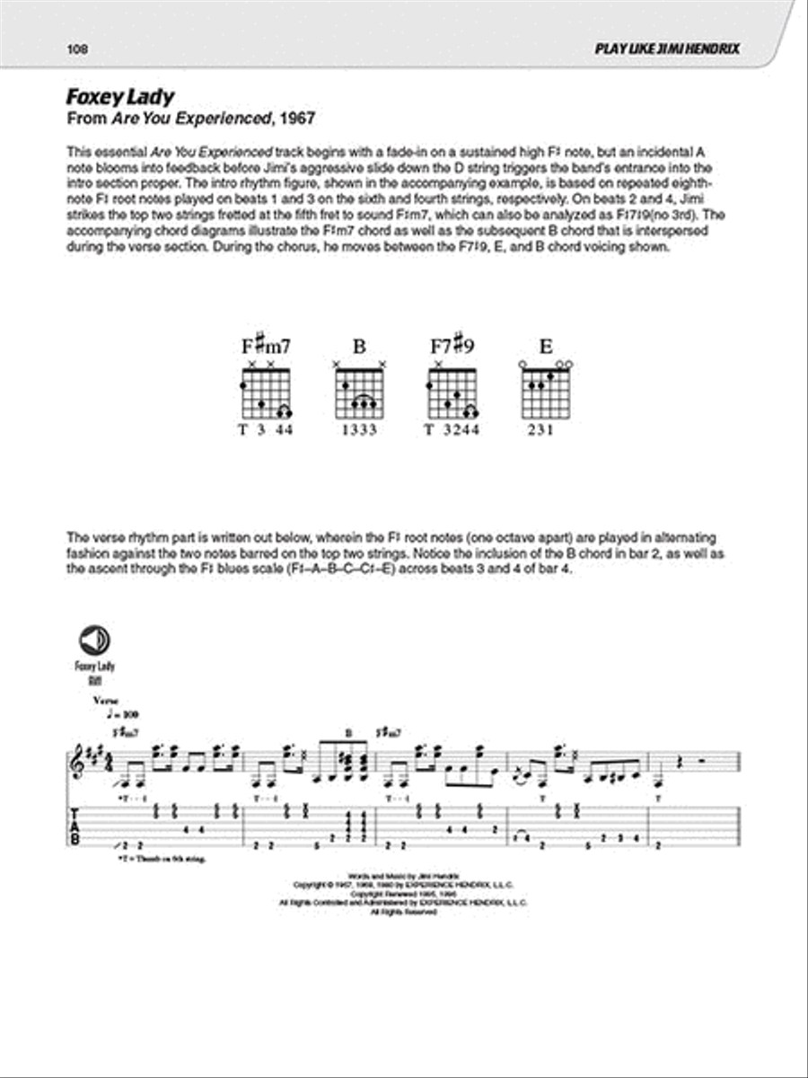Play like Jimi Hendrix Guitar Tablature scores gallery preview page 4