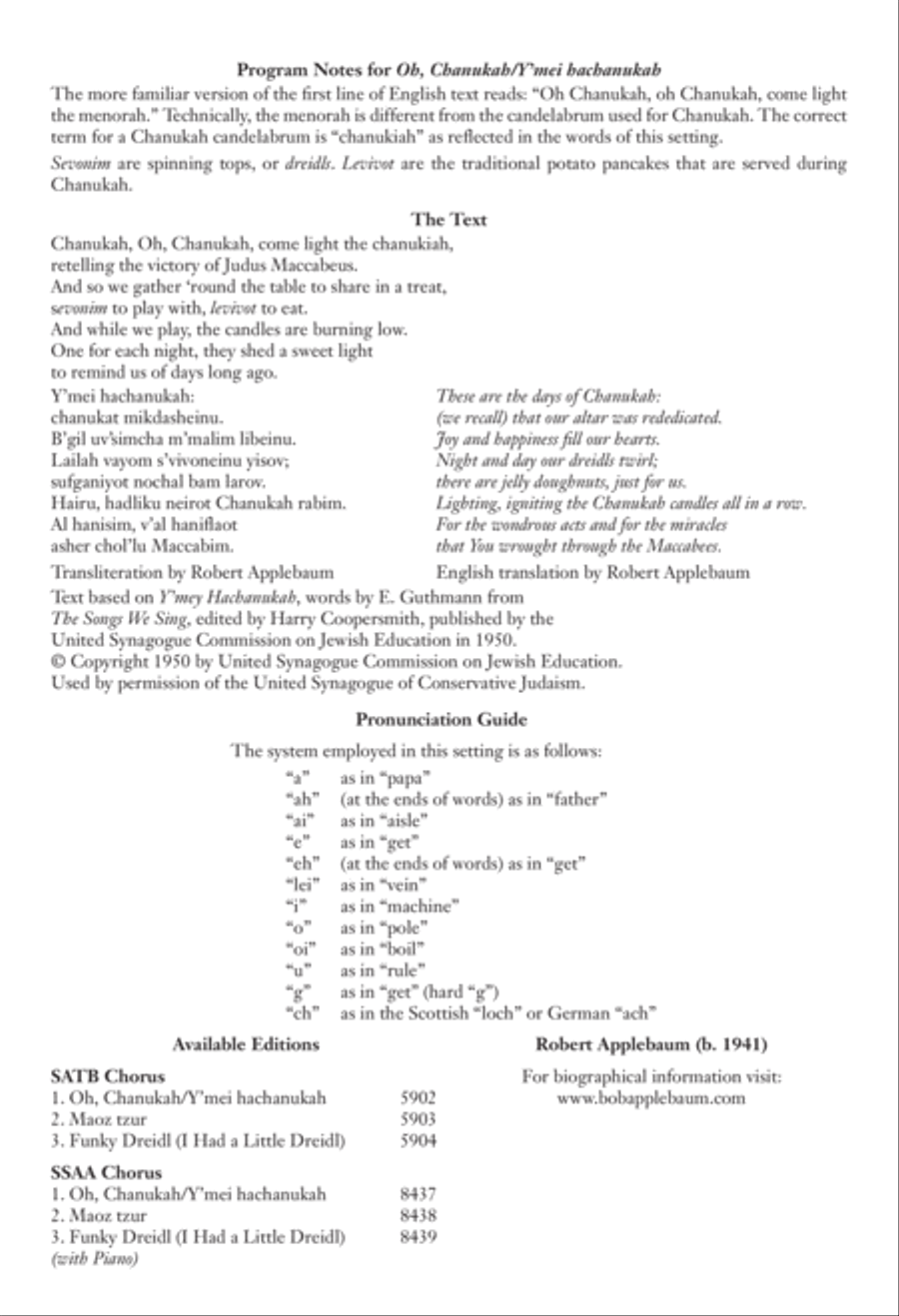 Oh, Chanukah/Y'mei hachanukah SSAA scores gallery preview page 2