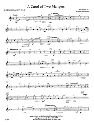 A Carol of Two Mangers: B-flat Tenor Saxophone