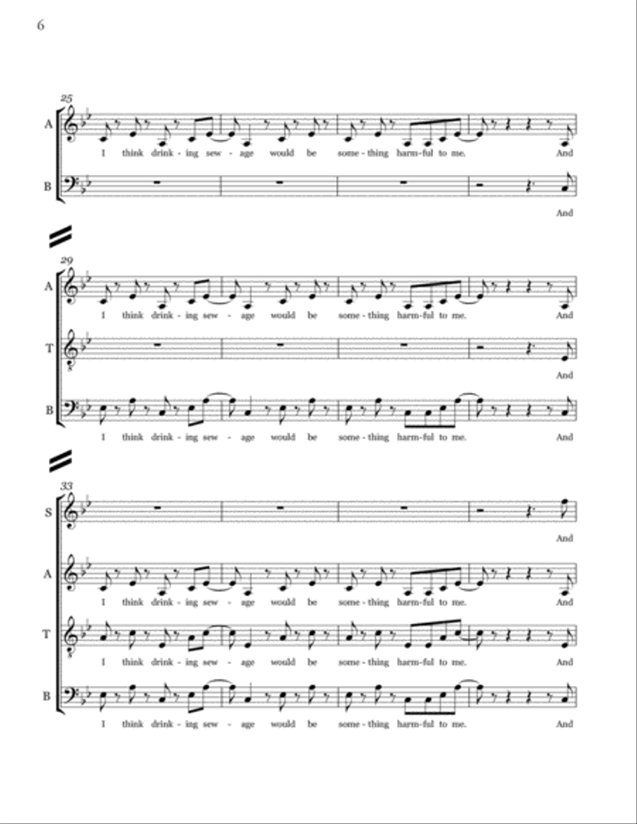 Clean Water: A Choral Dialectic for Unaccompanied SATB Choir 4-Part scores gallery preview page 6
