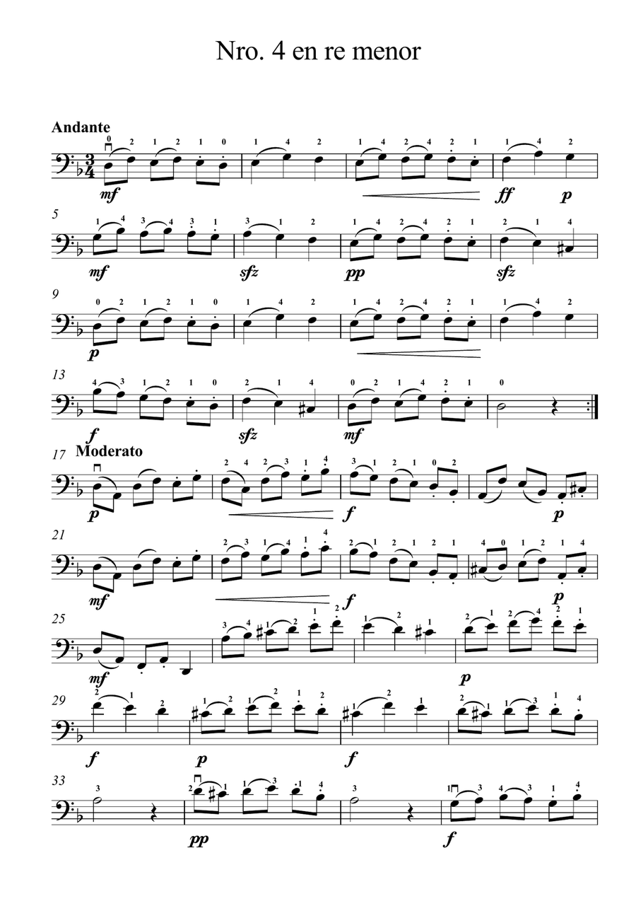 piezas breves para cello solo. nro 4en re menor Cello Solo scores gallery preview page 1