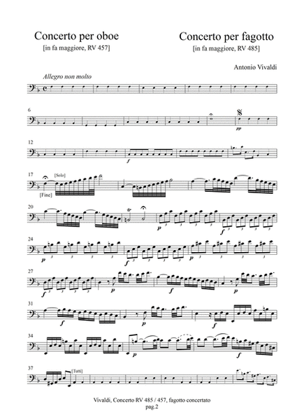Concerto per fagotto RV 457 - Concerto per oboe RV 485