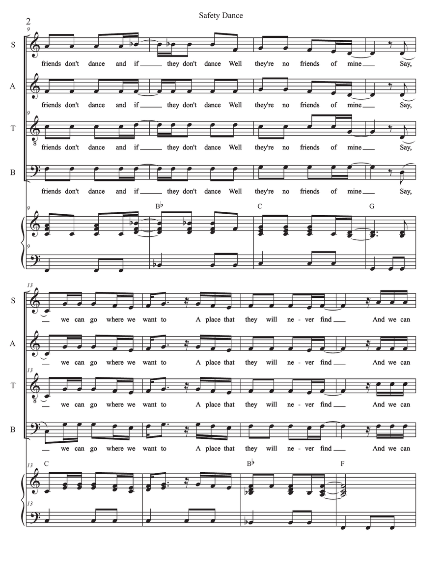 The Safety Dance 4-Part scores gallery preview page 2