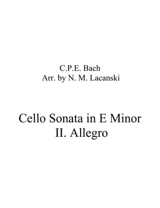 Book cover for Sonata in E Minor for Cello and String Quartet II. Allegro